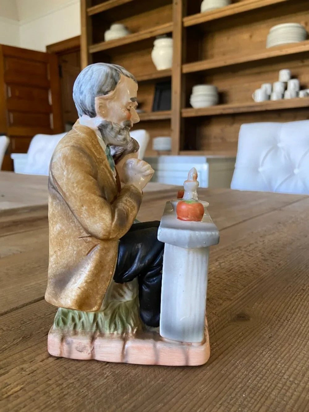 Vintage Norleans Japan Porcelain Old Man & Child Praying Figurine 7